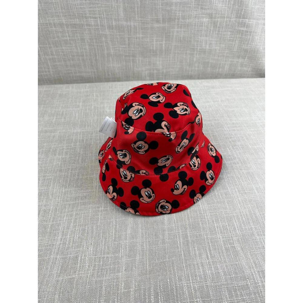 Disney Mickey Mouse Reversible Bucket Hat Red with Black Polka Dots
